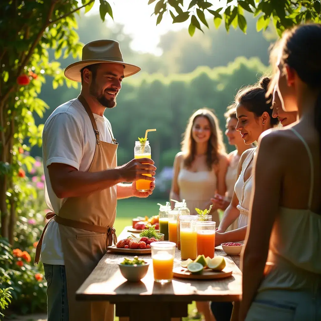 Ingredientes frescos para un batido detox sobre una mesa de madera.