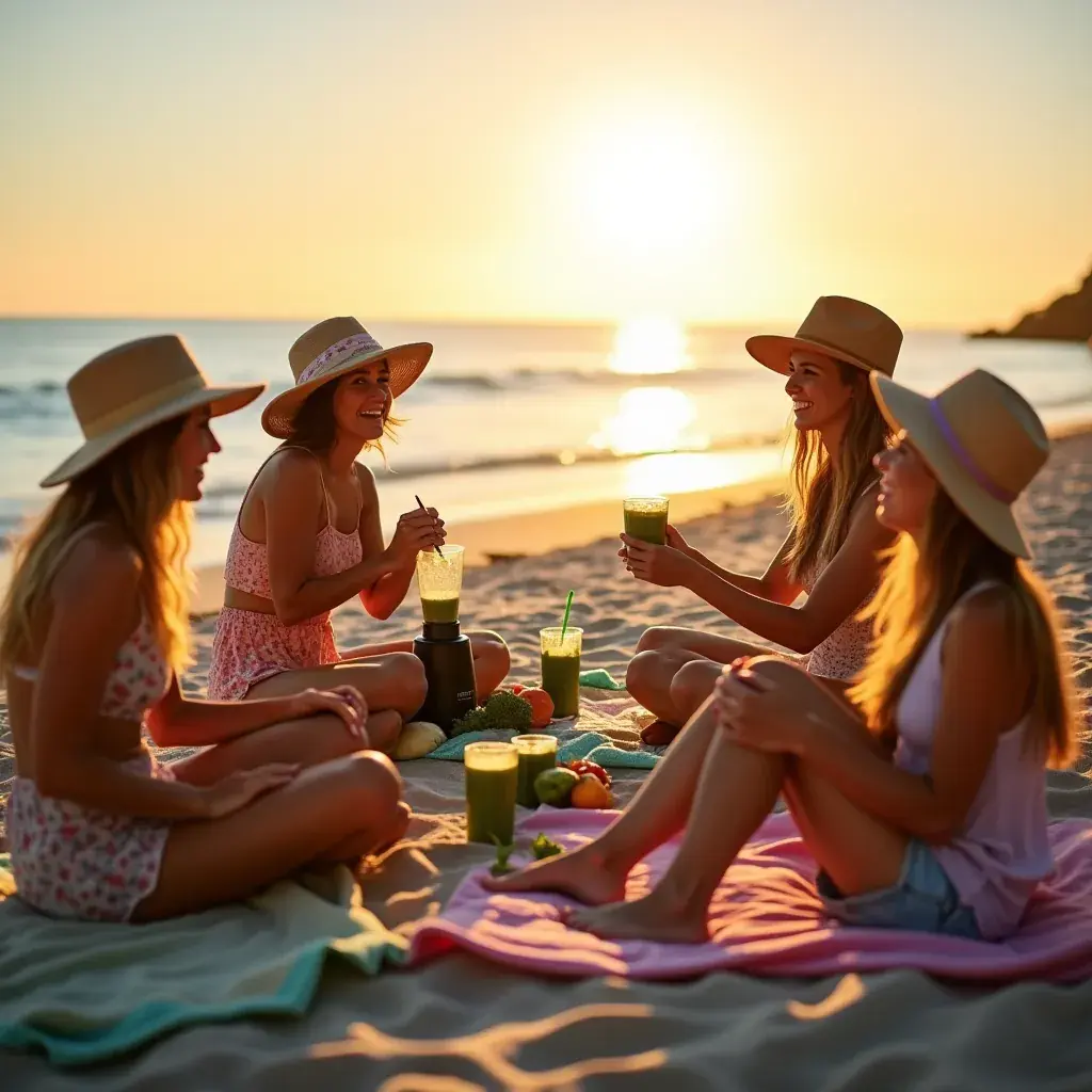 Ingredientes de batido detox dispuestos en un colorido plato.